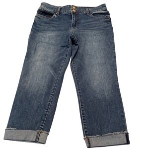 Kut From The‎ Kloth Amy Crop Straight Leg Jeans Women Size 10 Blue Distressed